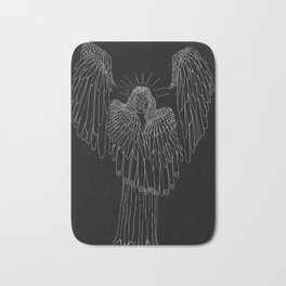 Inverted Seraphim Bath Mat | Woman, Monster, Inverted, Religion, Ink Pen, Blackandwhite, Halo, Drawing, Wings, Seraphim 