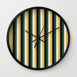 Classic Vertical Contrasted Green Boho Hipster Stripes  Wall Clock