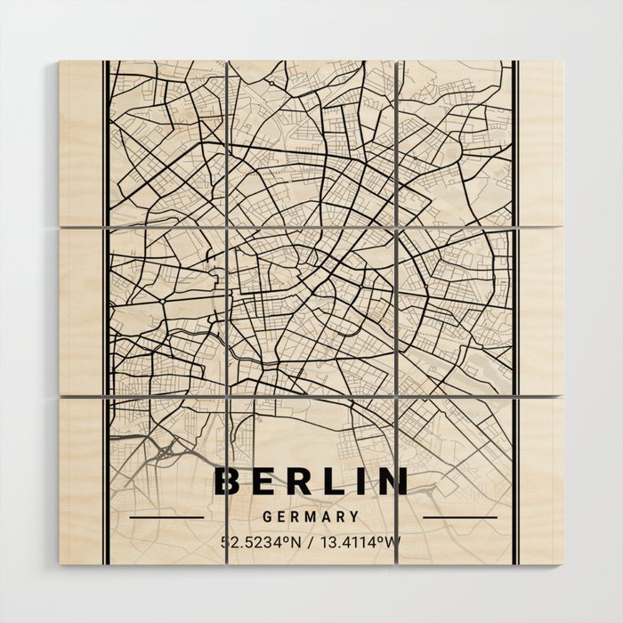Berlin tourist map Wood Wall Art