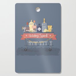 Christmas Spirit Retro Home Bar with Cocktails blue Cutting Board