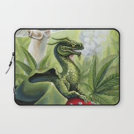 Smoking Dragon in Cannabis Leaves Laptop Sleeve | Toadstools, Dragon, Magic, Painting, Psychedelic, Fantasyart, High, Smoking, Nature, Mushrooms 