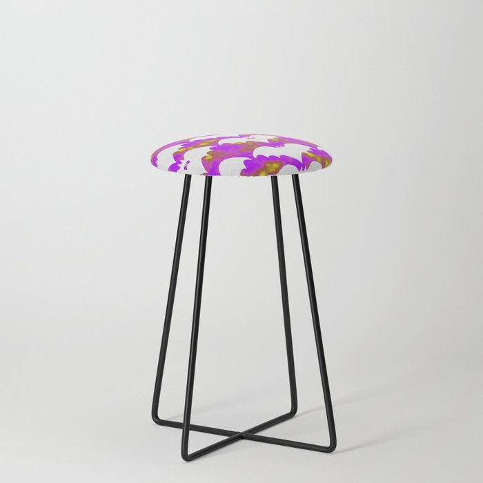 White Bats And Bows Pink Yellow Counter Stool