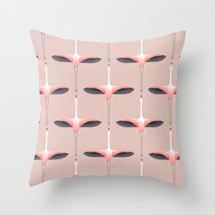 flying flamingos on taupe Throw Pillow