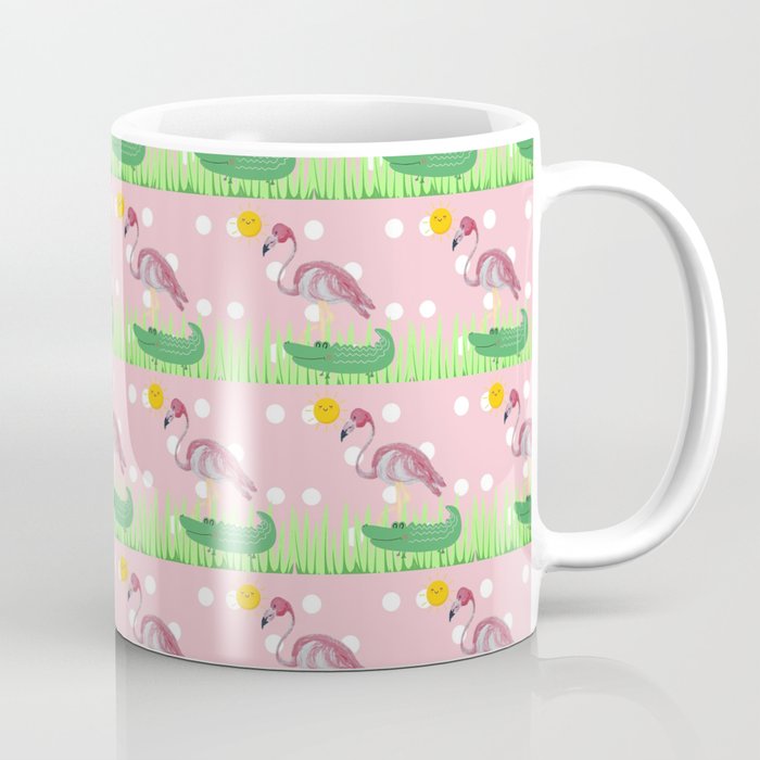 Pink Flamingo Alligator Quilt pattern  Coffee Mug