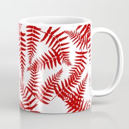 Red Silhouette Fern Leaves Pattern Mug