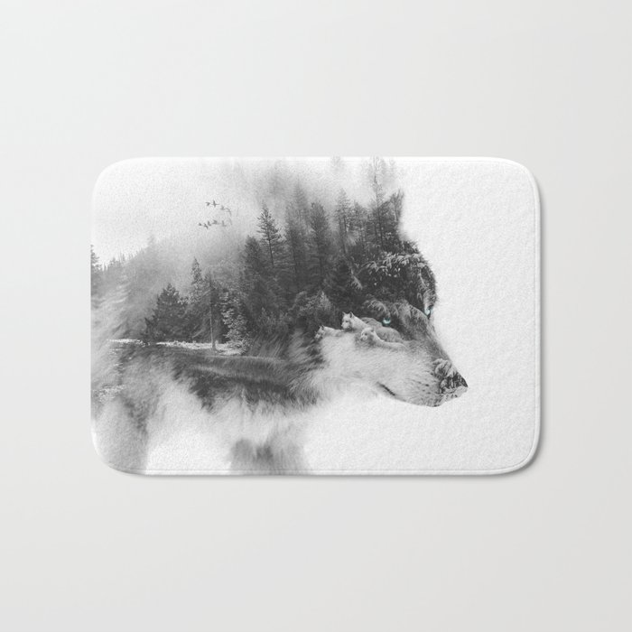 Wolf Stalking Bath Mat