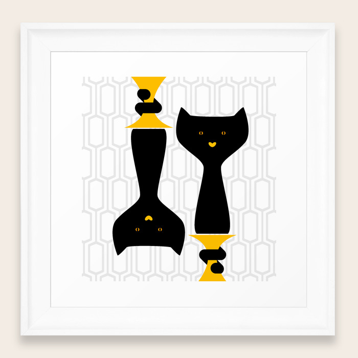 Gemini Twins Black Cats Framed Art Print By Kristiangallagher