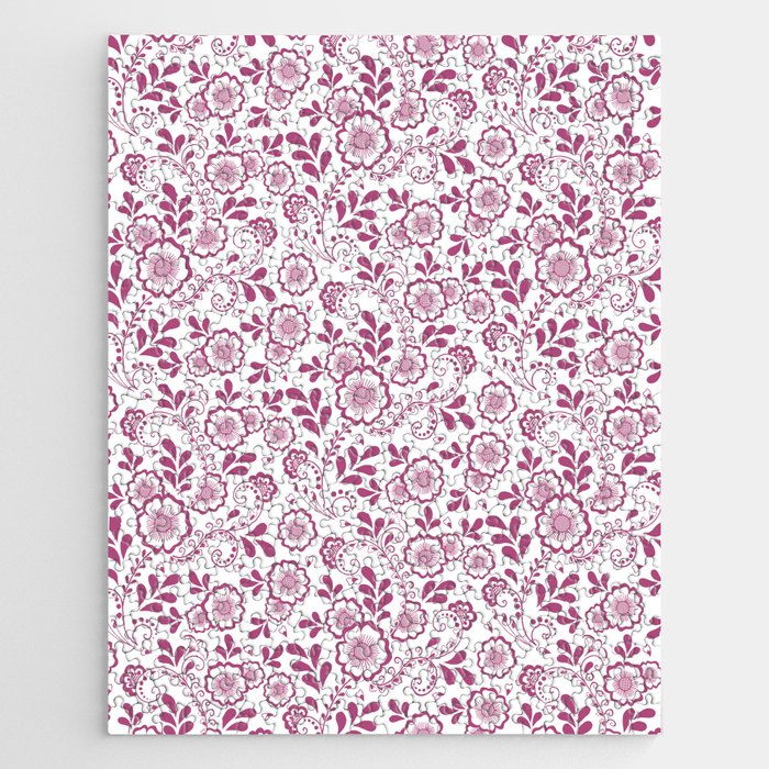 Magenta Eastern Floral Pattern Jigsaw Puzzle