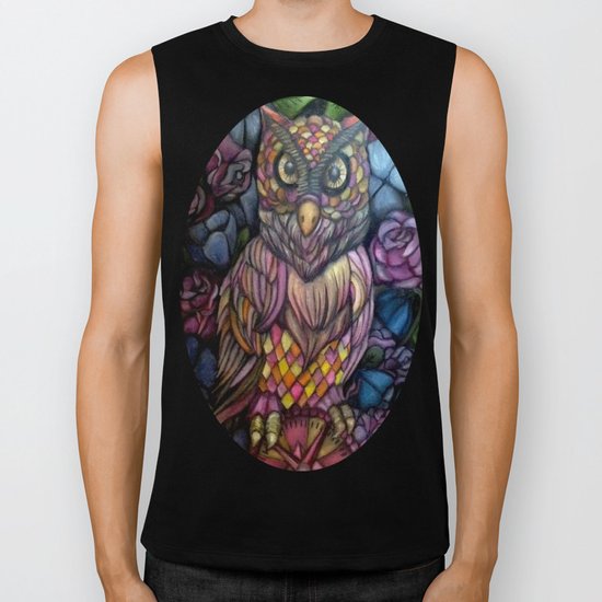 Owl with Compass Painting Biker Tank