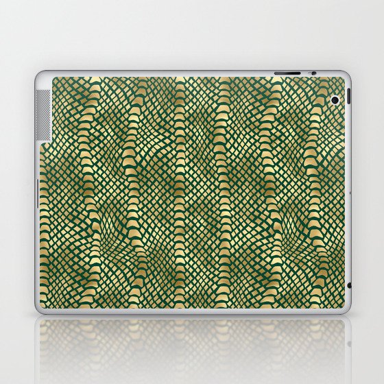 Gold Green Snake Skin Pattern Laptop & iPad Skin