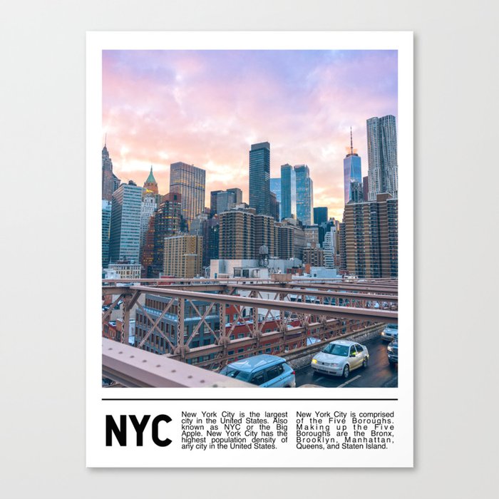 New York City Minimalism | Brooklyn Bridge | Travel Photography Canvas Print