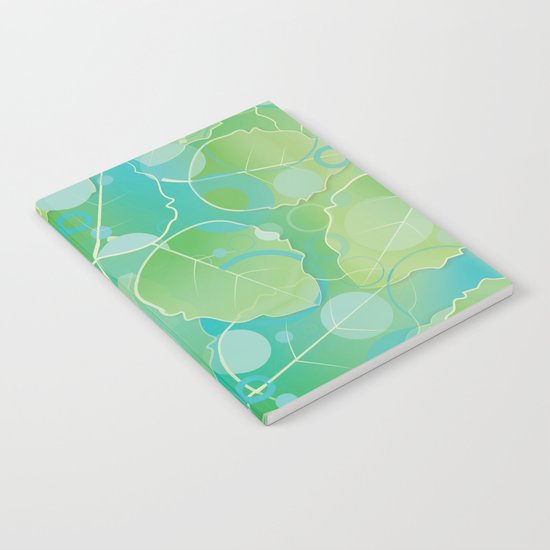 Floating Leaves Pattern I - Spring, Summer, Apple Green Notebook