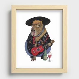 Capybara ukulele player wine lover Recessed Framed Print