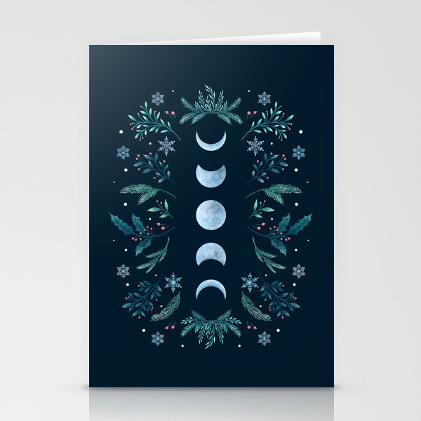 Moonlight Garden - Teal Snow Stationery Cards