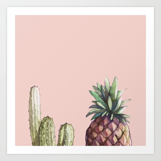 cactu and pineapple Art Print