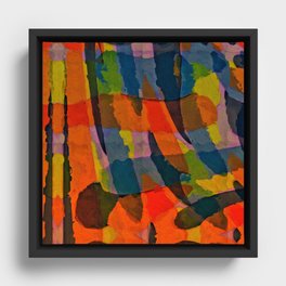 Promises Kept Abstract  Art - red teal orange mahogany olive slate gray Framed Canvas