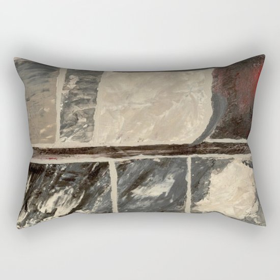 Textured Marble Popular Painterly Abstract Pattern - Black White Gray Red Rectangular Pillow