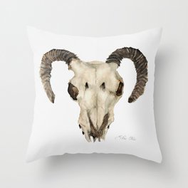Ram Skull Throw Pillow