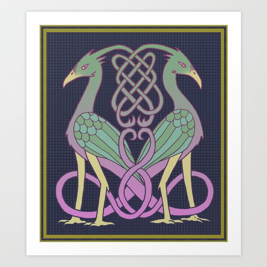 Celtic Knot Birds Art Print