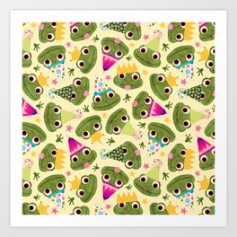 Party Frogs! // Yellow Art Print