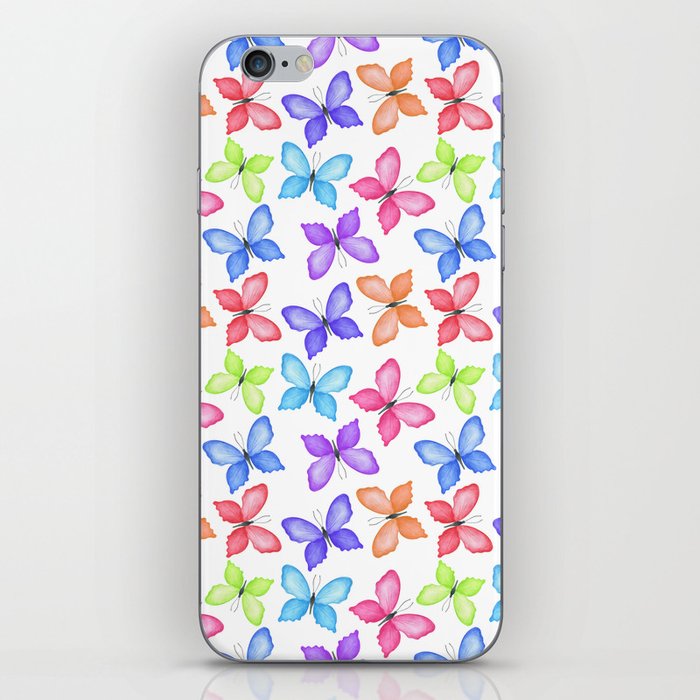 Watercolor multicolored butterflies pattern iPhone Skin