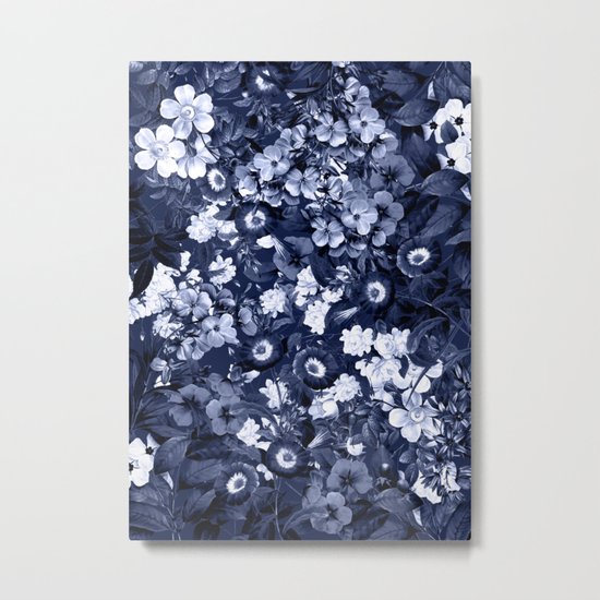 Bohemian Floral Nights in Navy Metal Print