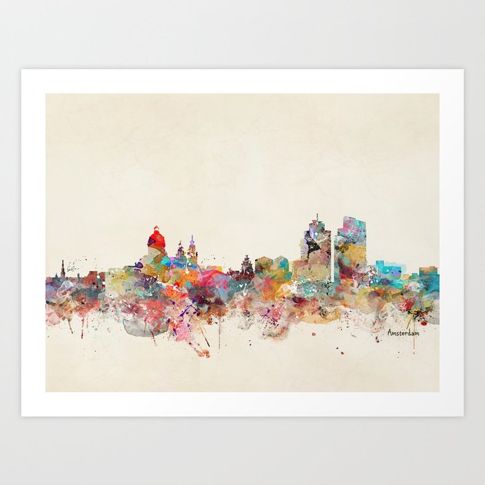 Amsterdam city skyline Art Print