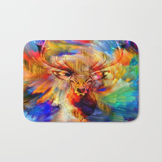 Deer' s colorful forest Bath Mat