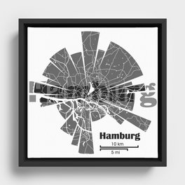 Hamburg Map Framed Canvas
