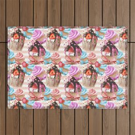 Cupcakes and Strawberries Outdoor Rug