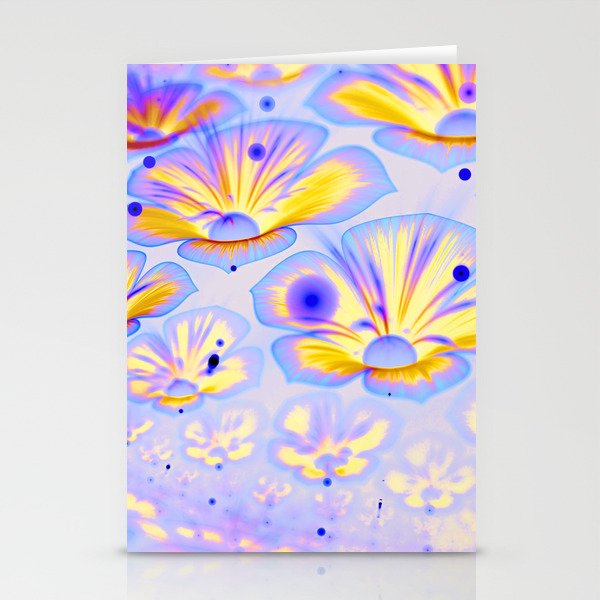 abstract flower pattern, blue flower pattern, fractal pattern Stationery Cards