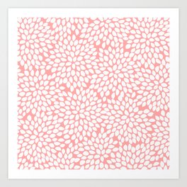 White Floral Pattern on Coral - Mix & Match with Simplicity of Life Art Print