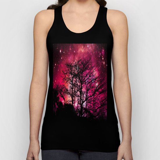 Black Trees Coral Pink Space Unisex Tank Top