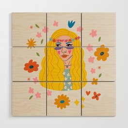 Hippie girl poster Wood Wall Art