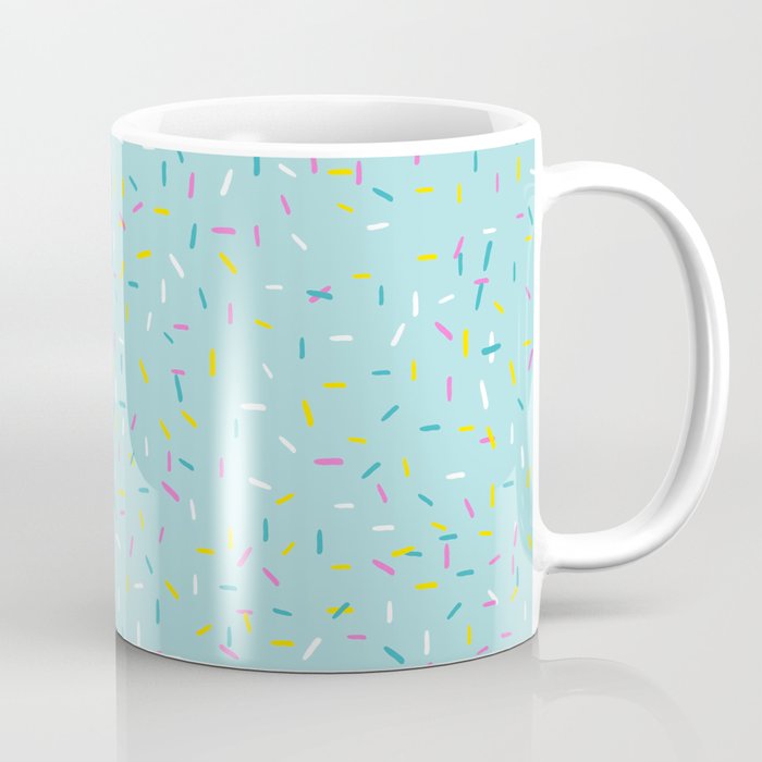 Rainbow Sprinkles Jimmies 90s Confetti on Teal Blue Background Coffee Mug