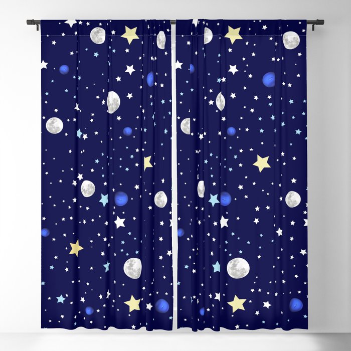 Universe pattern; Moon, Stars and Neptune Blackout Curtain