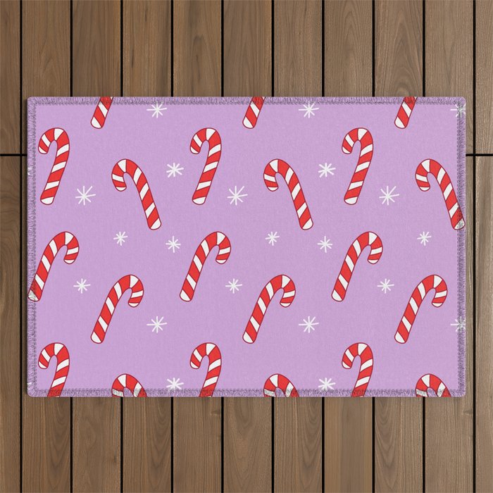 Candy Cane Pattern (purple) Outdoor Rug