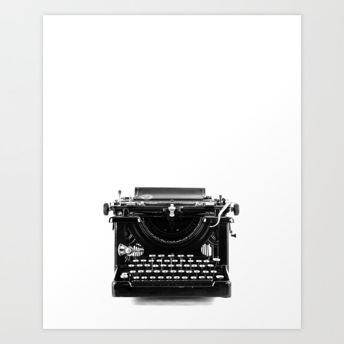 Vintage Typewriter Black and White Photography Art Print