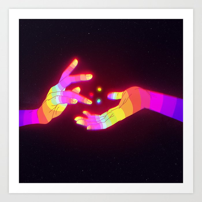 Psychedelic Energy Hands Art Print