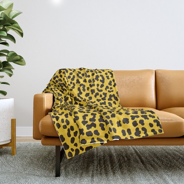 Yellow Cheetah Animal Print Throw Blanket