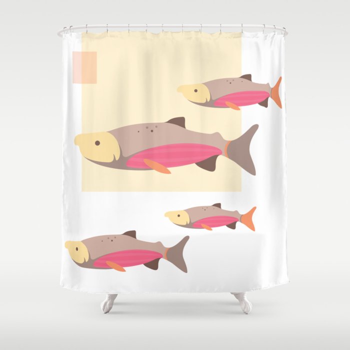 Salmon In Autumn Shower Curtain By Melaniekimmett Society6 Salmon In Autumn Shower Curtain