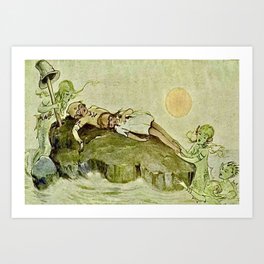 “A Mermaid Touched Wendy’s Legs” by R. C. Patherick (1917) Art Print