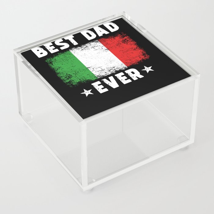 Italian Best Dad Ever Italy Dad Italy Flag Acrylic Box