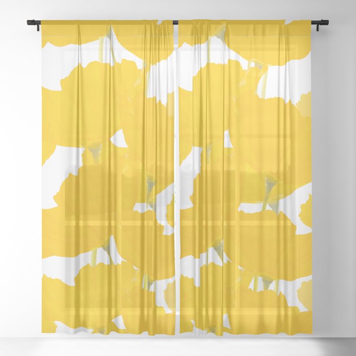 Yellow Mellow Poppies On A White Background #decor #society6 #buyart Sheer Curtain