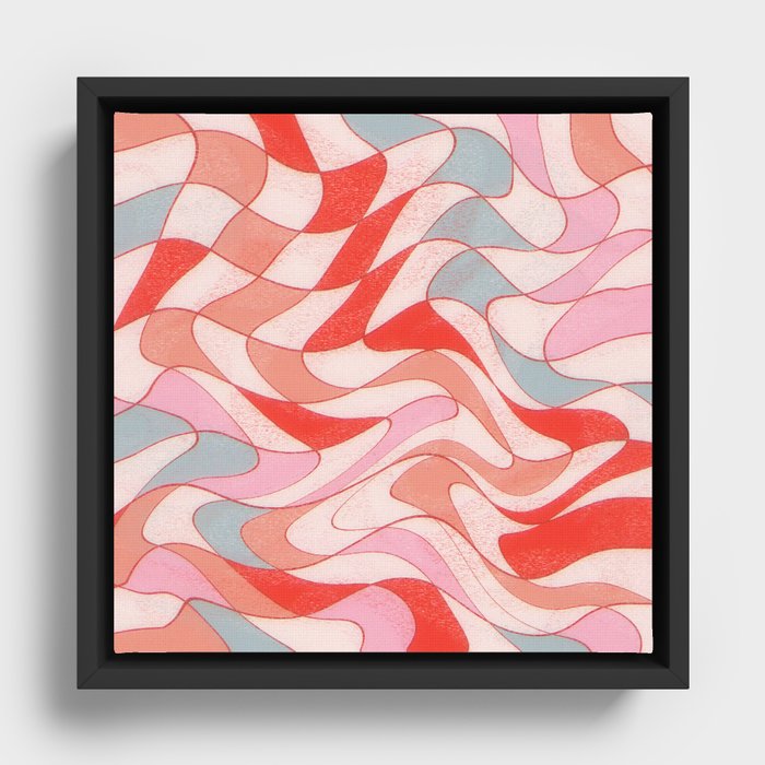 Liquid pinky abstract retro pattern  Framed Canvas