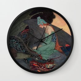 “The Princess and The Dragon” by Elenore Abbott Wall Clock