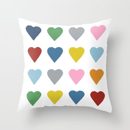16 Hearts Throw Pillow