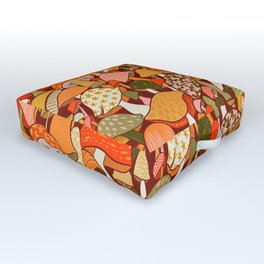 Shroomroom Outdoor Floor Cushion | Psychedelic, Atomic, 70S, Shrooms, Mcm, Mod, Mushrooms, Vintage, Orange, Nature 
