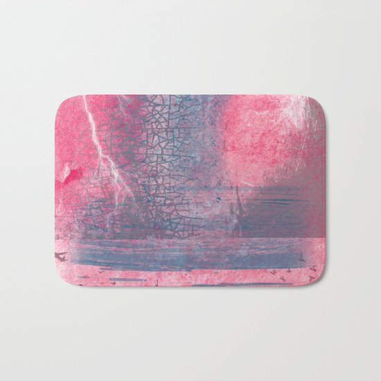 Town and the storm, pink, gray, blue Bath Mat
