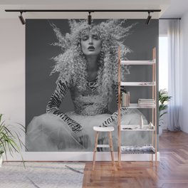 Goldilocks and the three makeup artists female fashion & glamour beautiful blond curls black and white photography - photograph - photographs Wall Mural